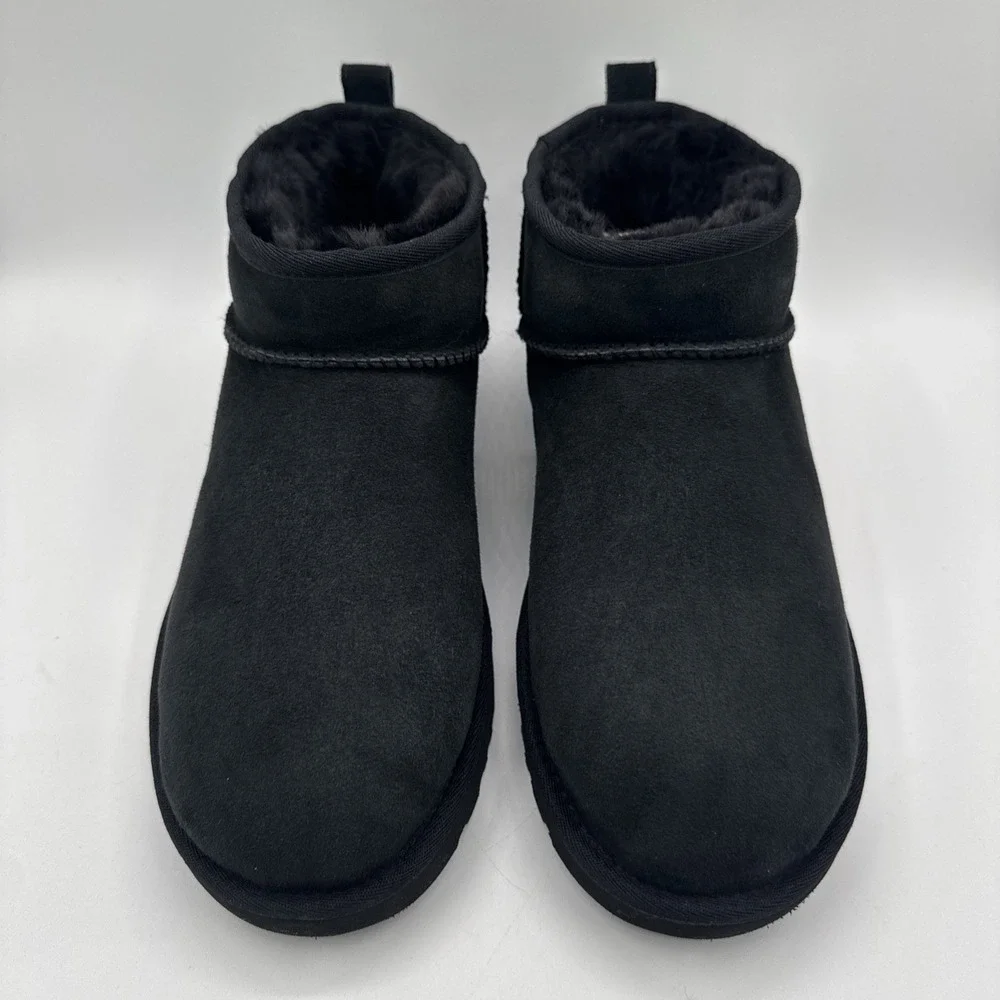 UGG Ultra Mini Boots Women's Size 12‎ Black Suede Water Repellant